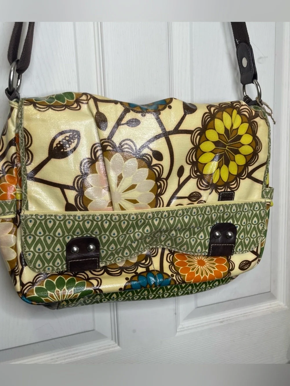 Fossil Color Coated Canvas Shoulder Crossbody Computer Bag Travel Bag